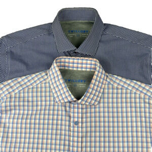 Lot of 2 Twillory Mens Button Up‎ Performance Shirts 17 Tailored Fit  Preppy
